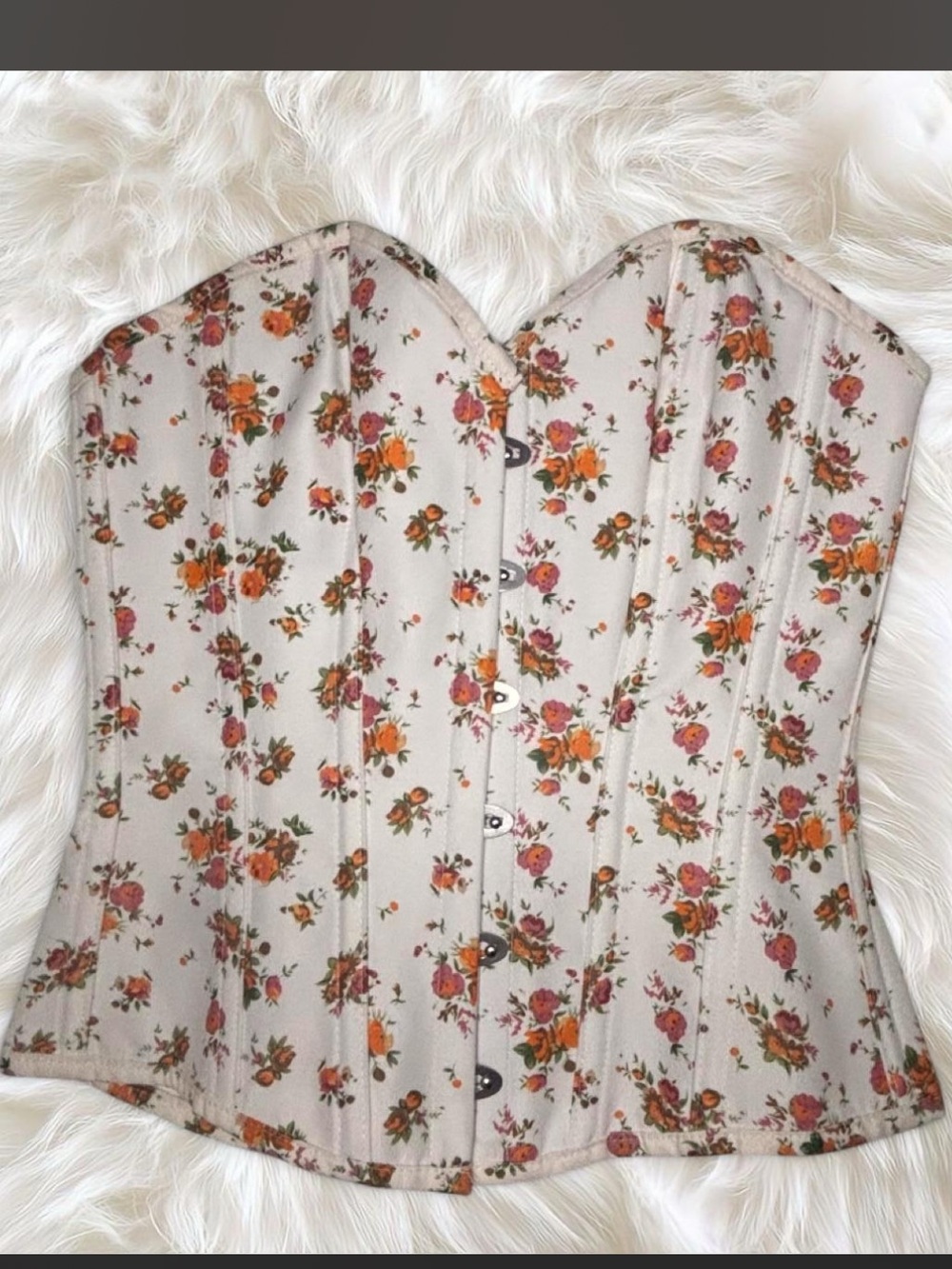 Beautiful Corset Story corset in a white floral print, size 10!